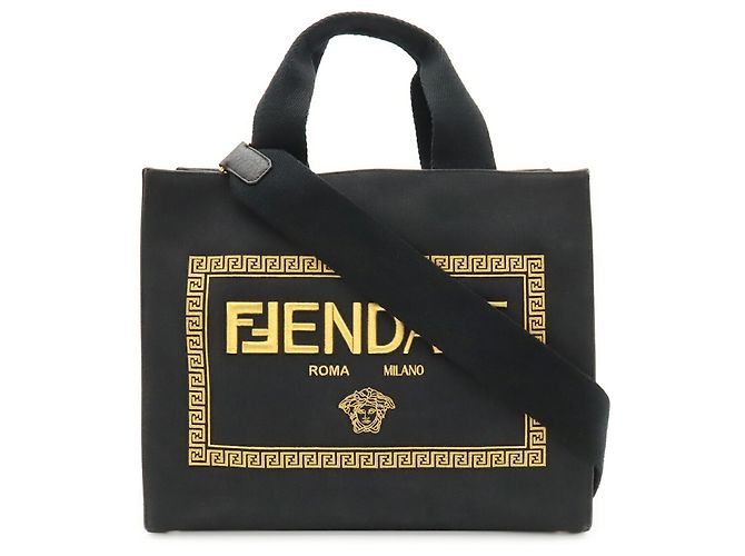 Sac cabas/Sac à bandoulière FENDI x FENDACE Collaboration Versace Noir Doré - vue 2
