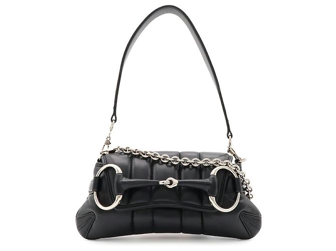 Borsa a tracolla piccola GUCCI Horsebit con catena Nero - vista 2