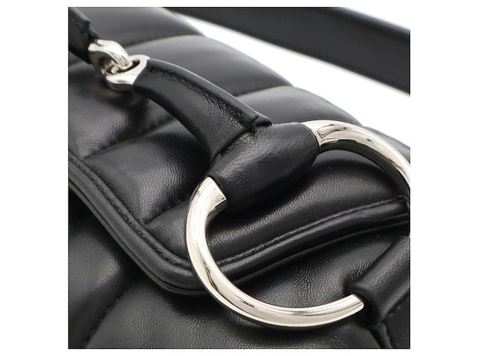 Borsa a tracolla piccola GUCCI Horsebit con catena Nero - vista 7