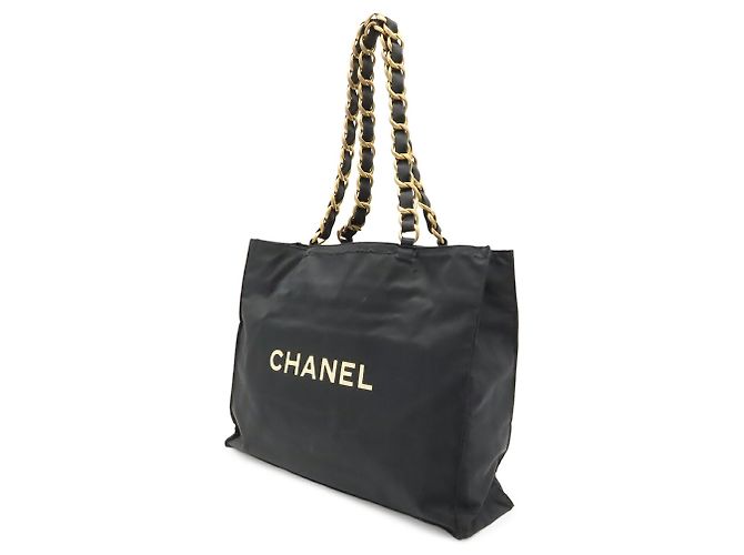 Borsa Tote Chanel Coco Mark Chain Nero Bianco - vista 3