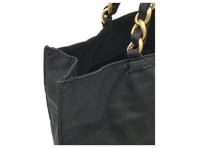 Borsa Tote Chanel Coco Mark Chain Nero Bianco - vista 8