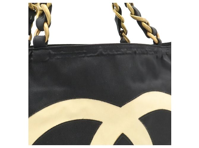 Borsa Tote Chanel Coco Mark Chain Nero Bianco - vista 9