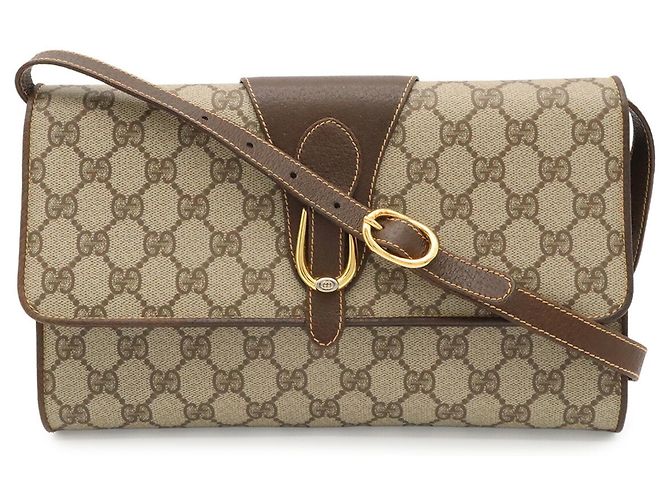 GUCCI Old GG Plus Shoulder Bag Pochette Marrone - vista 2