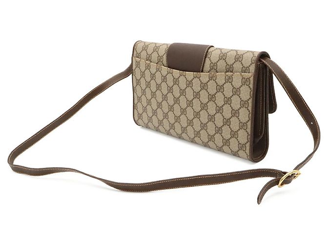 GUCCI Old GG Plus Shoulder Bag Pochette Marrone - vista 3
