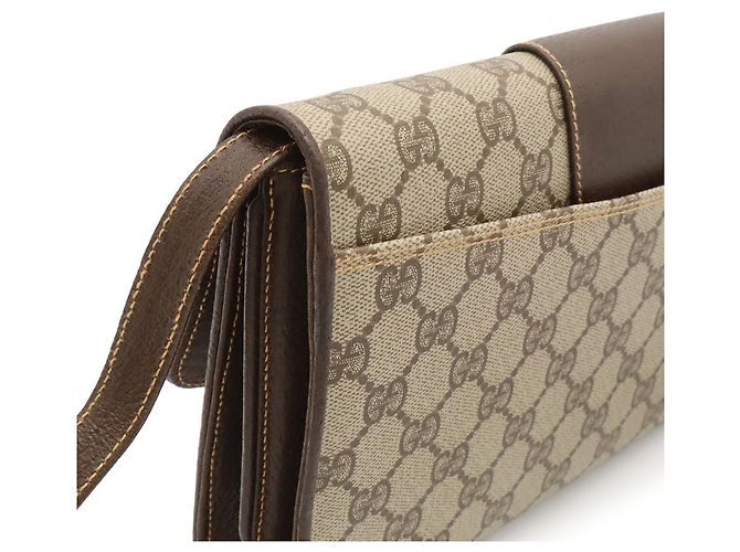 GUCCI Old GG Plus Shoulder Bag Pochette Marrone - vista 5