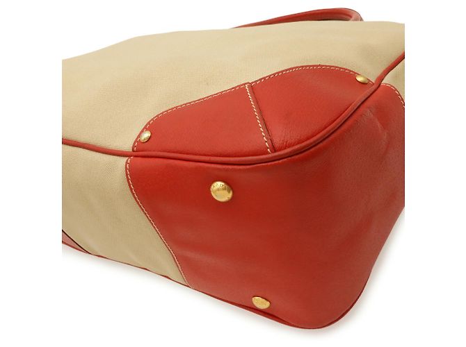 Borsa Tote Prada Triangle: Borsa a tracolla in tela e pelle beige e rosso - vista 4