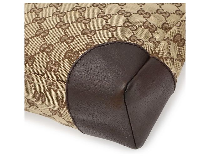 Borsa a Spalla Gucci GG Canvas Beige Cachi Marrone scuro - vista 4
