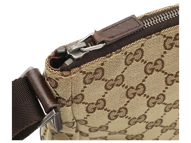 Borsa a Spalla Gucci GG Canvas Beige Cachi Marrone scuro - vista 6