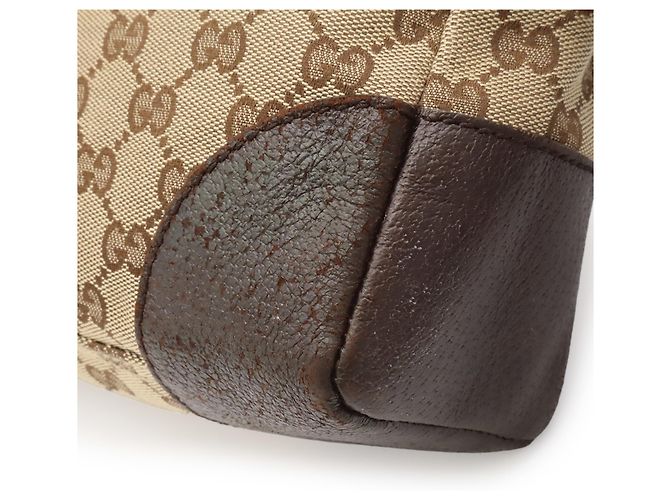 Borsa a Spalla Gucci GG Canvas Beige Cachi Marrone scuro - vista 8