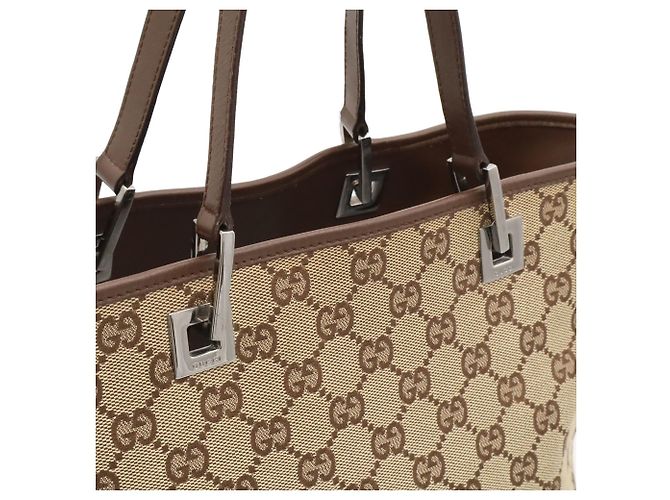 Borsa Tote/Spalla GG Canvas GUCCI Beige Cachi Marrone scuro - vista 8