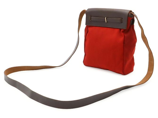 Hermès Hermes Herbag TPM Schultertasche/Pochette Rot Orange Dunkelbraun - Ansicht 3