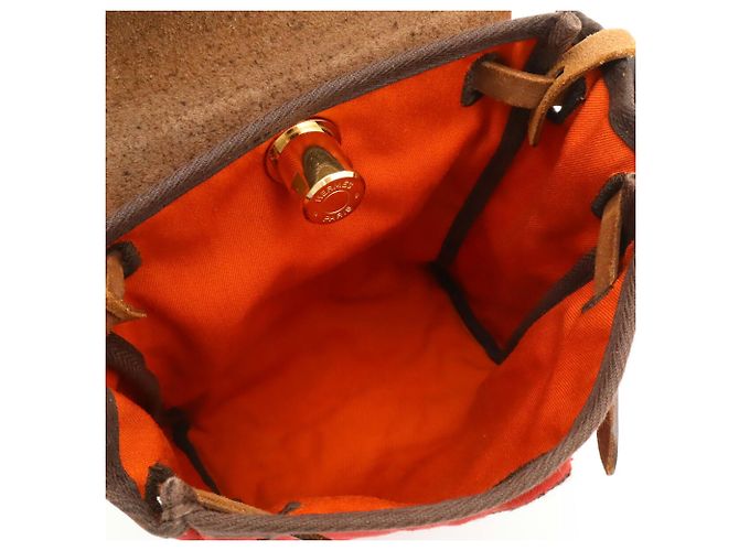 Hermès Hermes Herbag TPM Schultertasche/Pochette Rot Orange Dunkelbraun - Ansicht 9