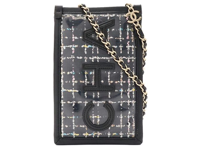 Borsa a tracolla Chanel in tweed con catena Nero Multicolore - vista 2