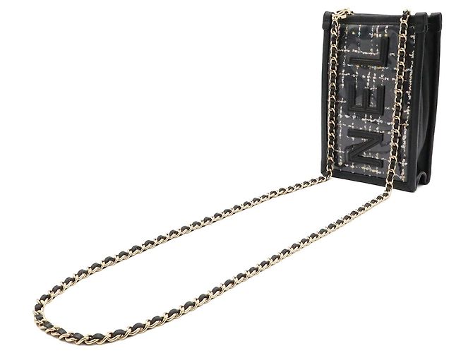 Borsa a tracolla Chanel in tweed con catena Nero Multicolore - vista 3