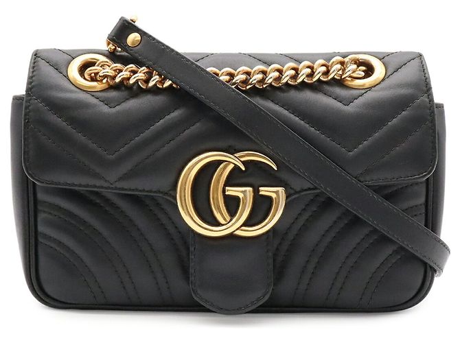 Borsa a tracolla Gucci GG Marmont con catena Nero - vista 2