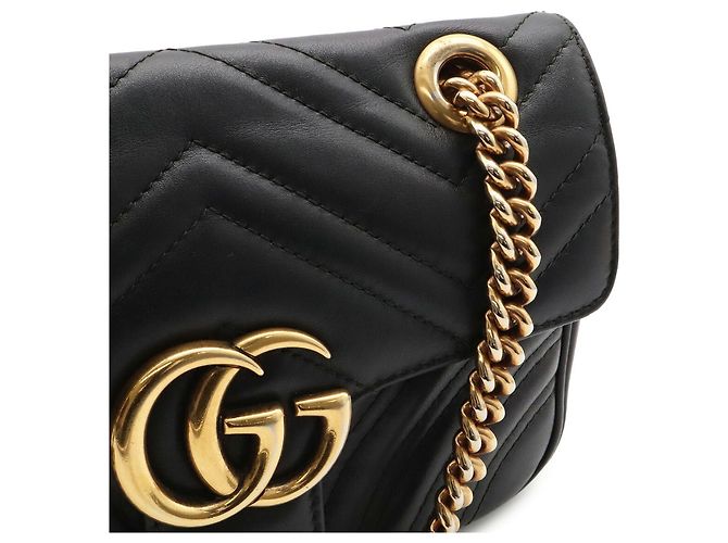 Borsa a tracolla Gucci GG Marmont con catena Nero - vista 6