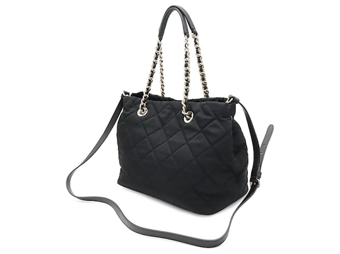 Borsa a Spalla Prada Tessuto Triangle Chain Nero - vista 3