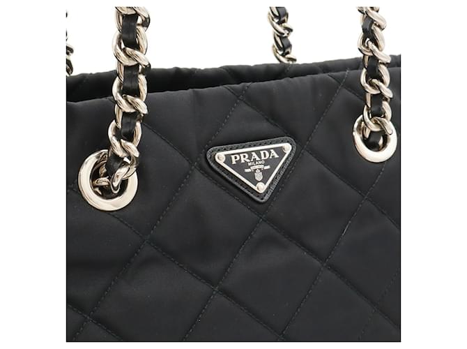 Borsa a Spalla Prada Tessuto Triangle Chain Nero - vista 9
