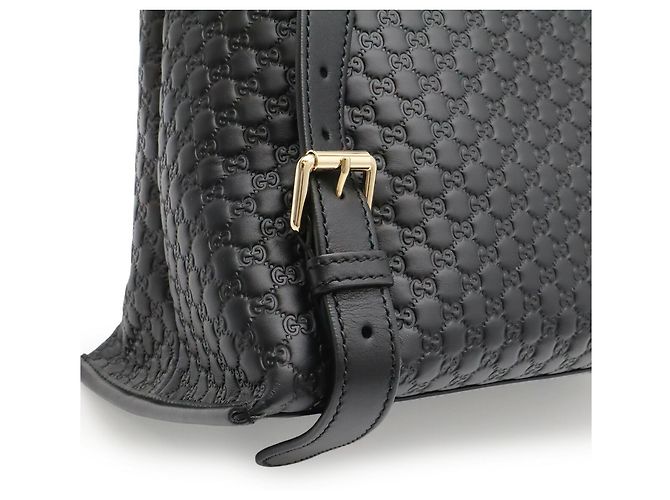 Zaino GUCCI Microguccissima in pelle nera Nero - vista 7