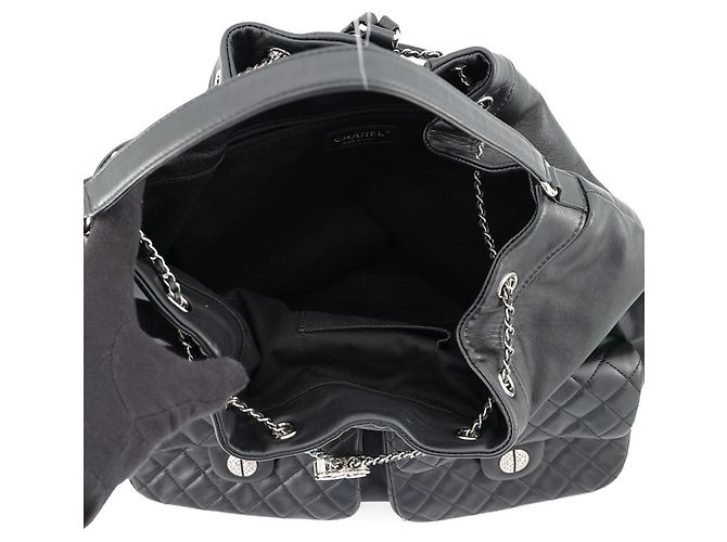 Zaino Chanel Matelassé in agnello nero - vista 5