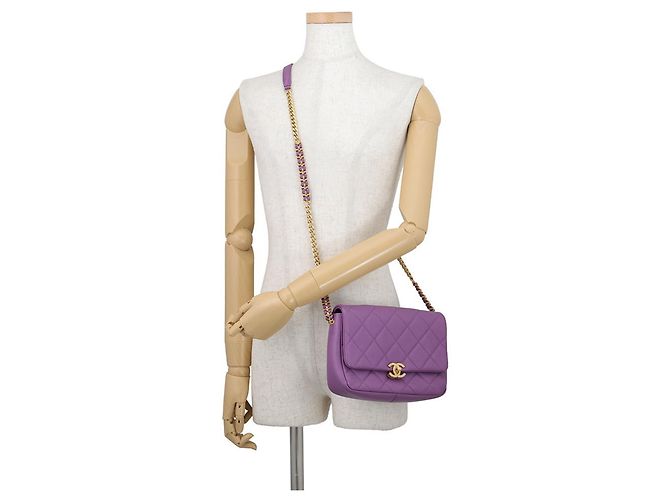 Borsa a Spalla Chanel Matelassé Chain Porpora - vista 4