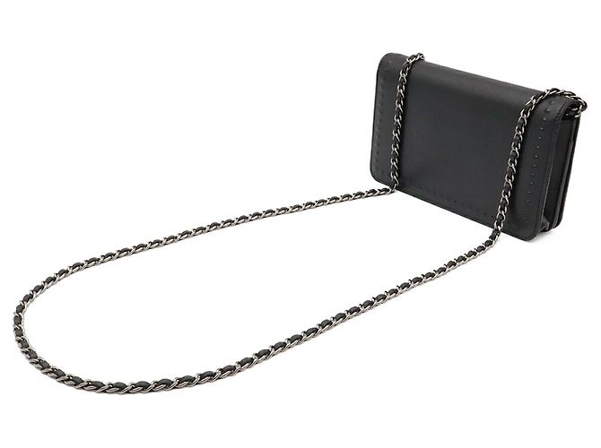 Borsa a tracolla con catena portafoglio Chanel Coco Mark Nero - vista 3