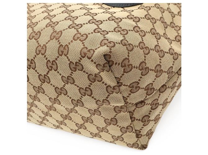 Borsa Tote GUCCI GG Canvas Charm Nero Beige Cachi - vista 4