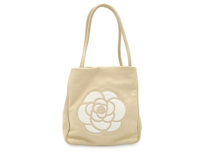 Borsa Tote Chanel Camellia in beige e bianco - vista 2