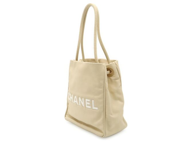 Borsa Tote Chanel Camellia in beige e bianco - vista 3