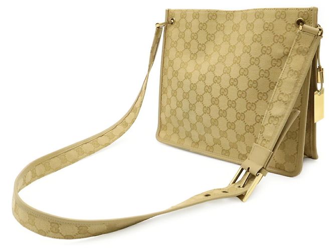 Borsa a Spalla Gucci GG Canvas Beige - vista 3