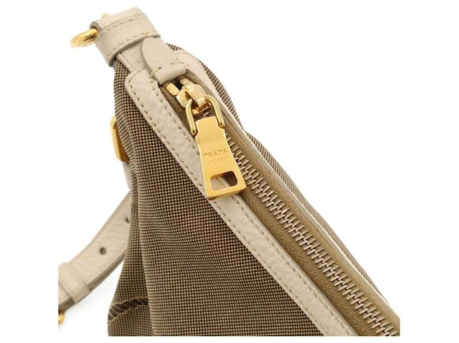 Borsa a tracolla in jacquard Prada Beige Cachi Bianco sporco - vista 5
