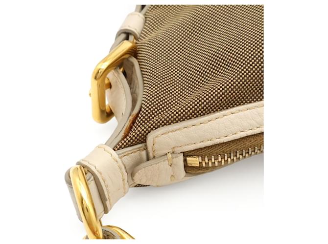 Borsa a tracolla in jacquard Prada Beige Cachi Bianco sporco - vista 8