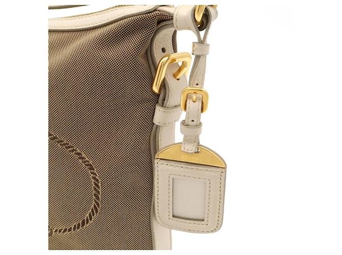 Borsa a tracolla in jacquard Prada Beige Cachi Bianco sporco - vista 9