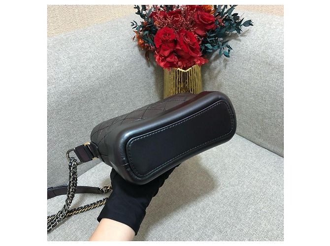 Borsa Chanel Gabrielle Hobo Small Pelle Nera Iridescente Nero - vista 5