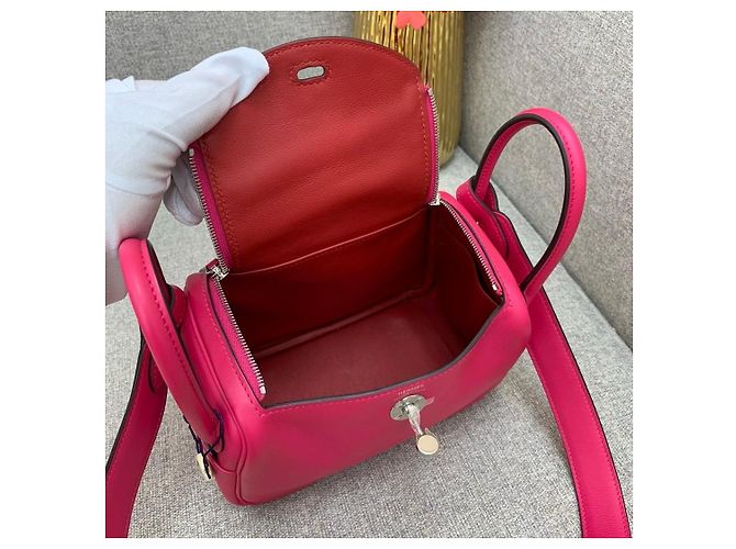 Hermès Lindy Mini Swiff leather Pink - Ansicht 8