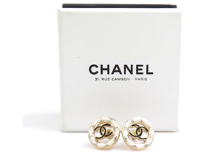Orecchini a lobo Chanel Oro e Bianco D'oro - vista 8