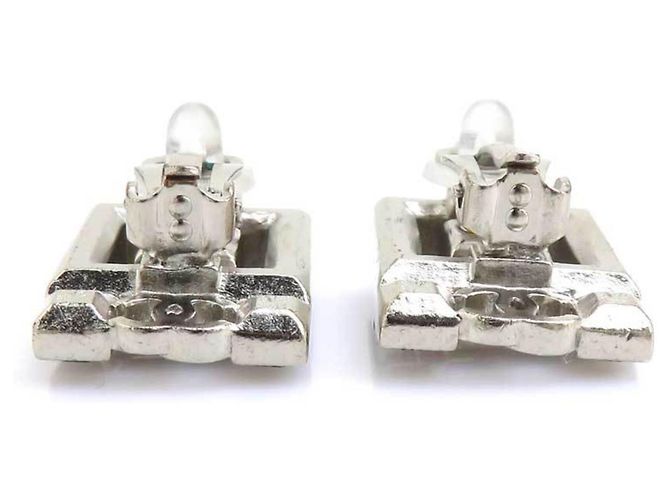Pendientes de clip Chanel negro y plata - vista 7
