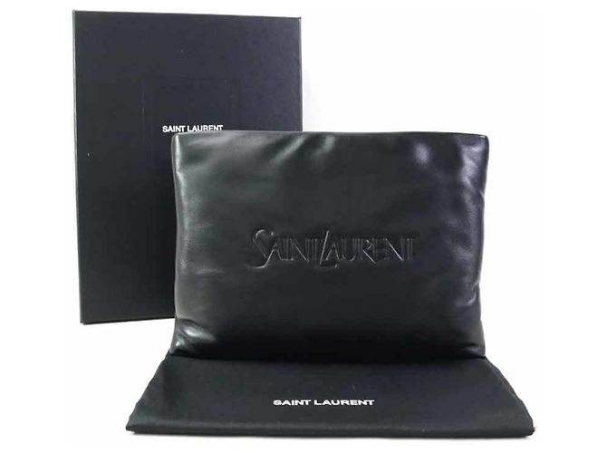 Clutch in pelle nera Saint Laurent Nero - vista 12