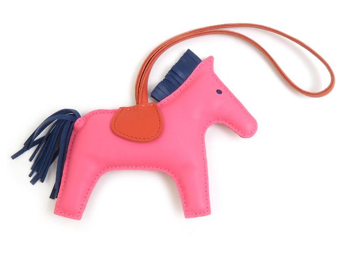 Hermès Charm per borsa Hermes Rodeo MM Rosa Blu - vista 2