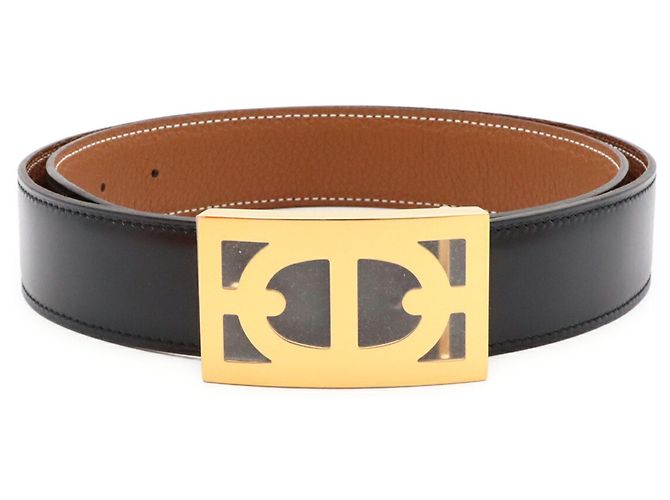 Hermès Cinturón reversible HERMES Chaine d'Ancre Castaño Negro - vista 2