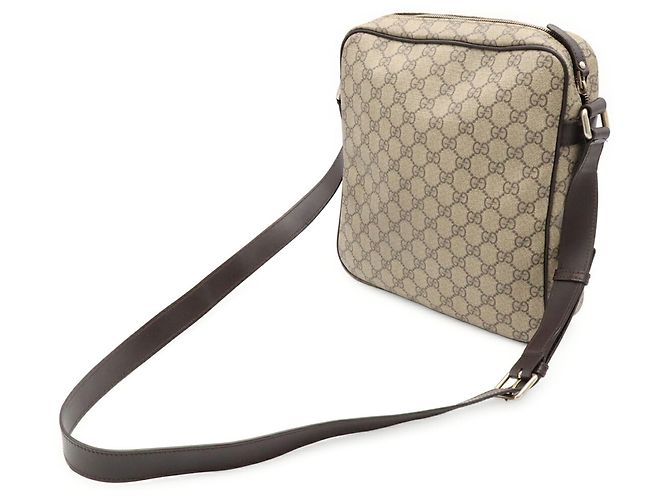 Borsa a Spalla Gucci GG Supreme Plus Beige Cachi Marrone scuro - vista 3