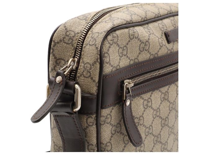 Borsa a Spalla Gucci GG Supreme Plus Beige Cachi Marrone scuro - vista 7
