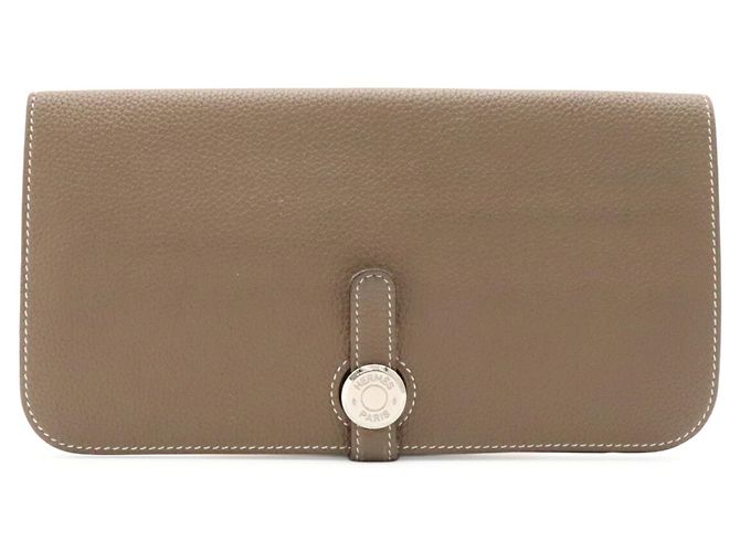 Cartera larga plegable Hermès Dogon Rect Verso Gris pardo - vista 2