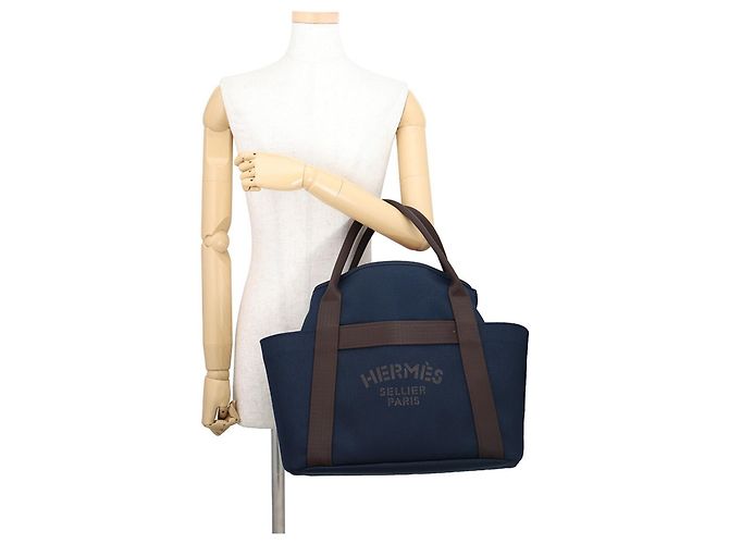 Hermès Bolso Hermes Sac de Pansage Groom Roja Azul marino - vista 4