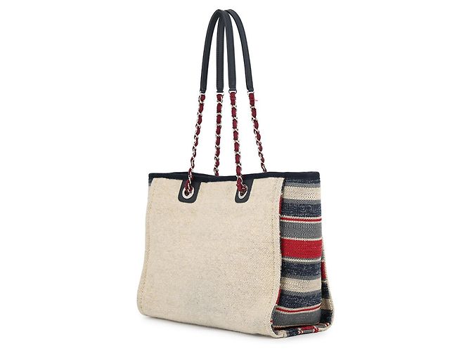 Borsa Tote Chanel Deauville Line Medium Multicolore Beige - vista 2