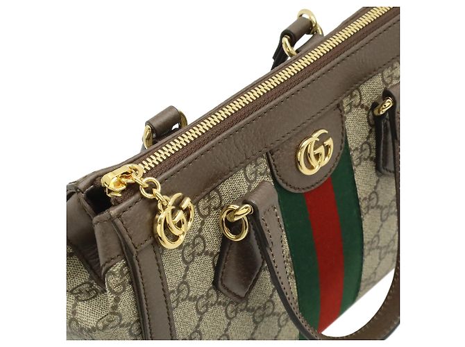 Borsa Gucci Beige Small GG Supreme Web Ophidia - vista 4