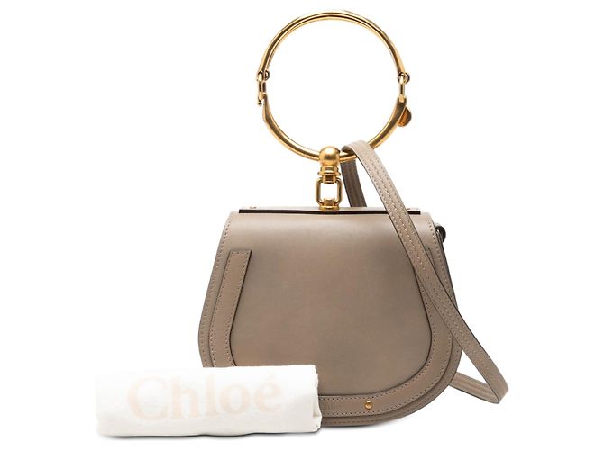 Borsa a tracolla Nile in piccola pelle marrone Chloé Taupe - vista 7