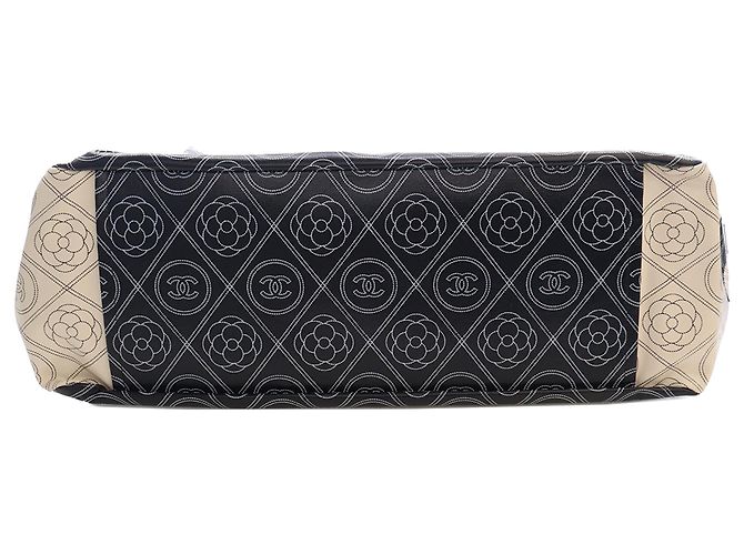 Borsa Bowling Chanel Black Large Coated Canvas Camellia Maxi Logo Nero - vista 7