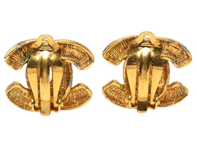 Orecchini a clip Chanel Gold CC placcati oro trapuntati D'oro - vista 2