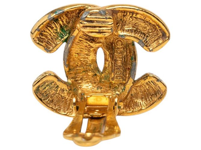 Orecchini a clip Chanel Gold CC placcati oro trapuntati D'oro - vista 3